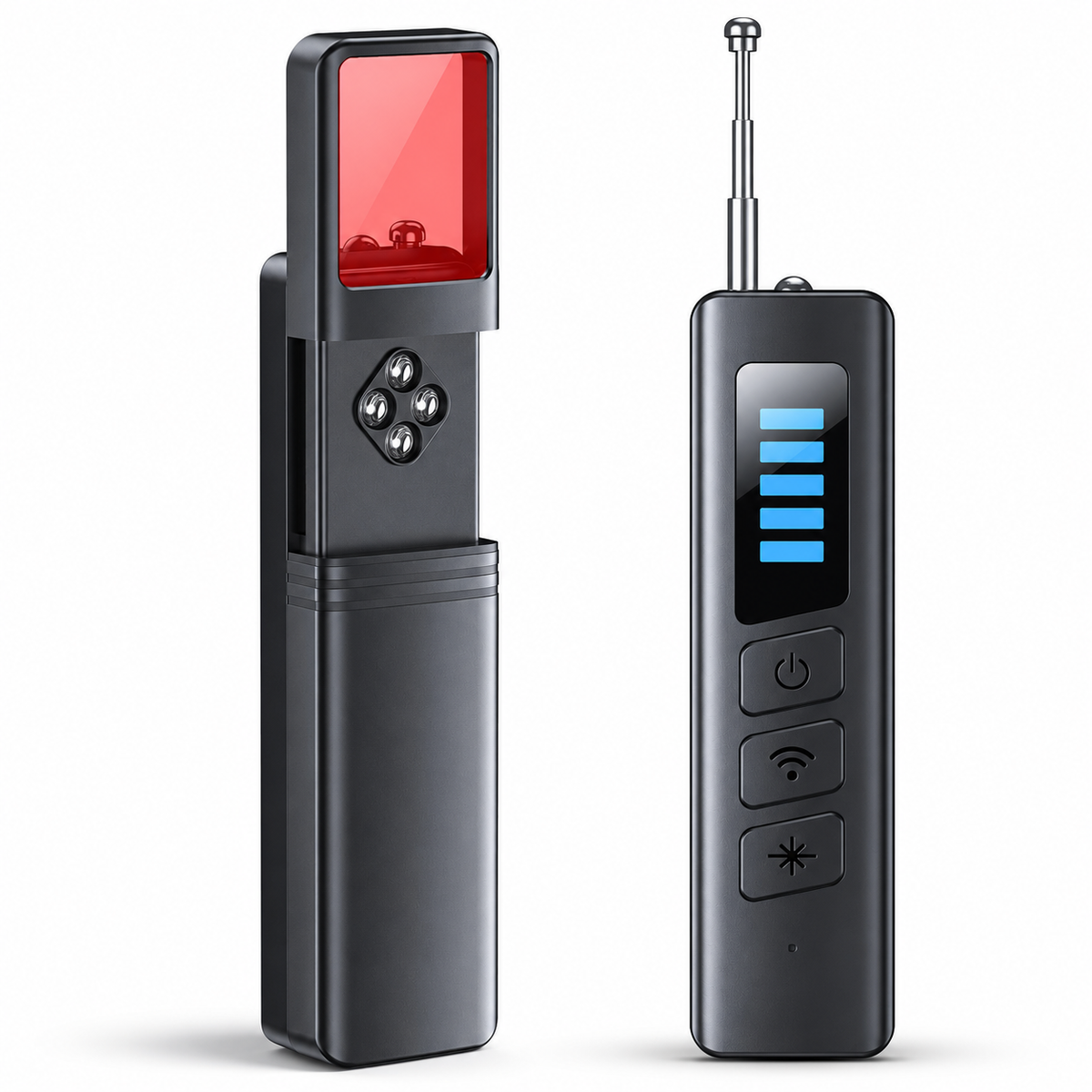 Hidden camera detector, front and back views