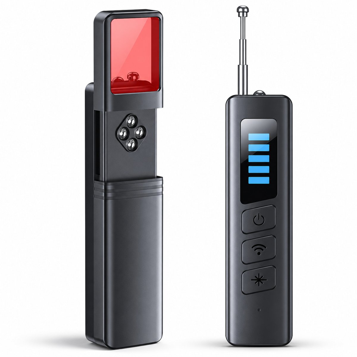 Hidden camera detector, front and back views